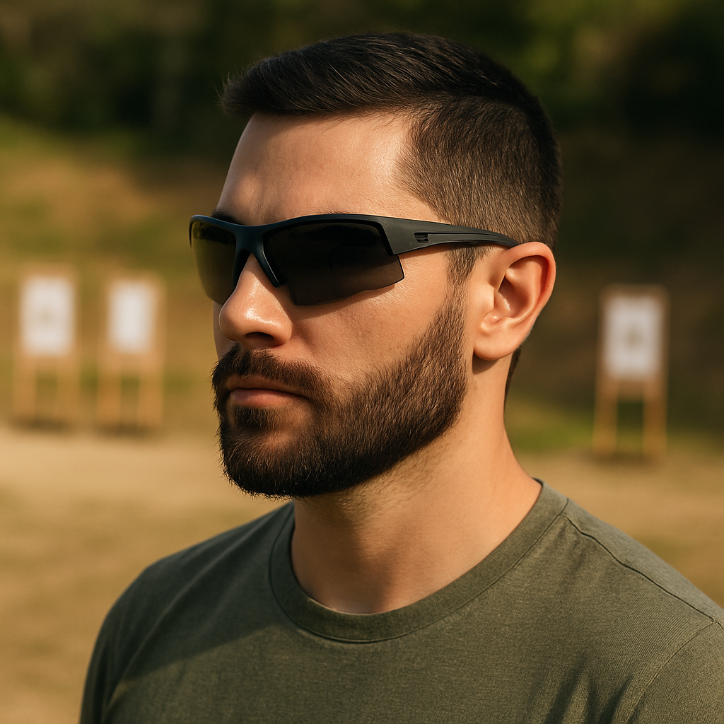 Man wearing sunglasses and a green shirt in an outdoor setting