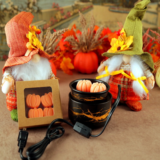 Gnomes couple, wax melts and wax warmer.