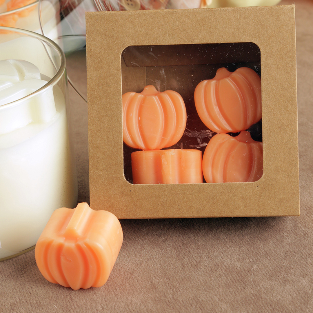 Pumpkin-shaped wax melts.