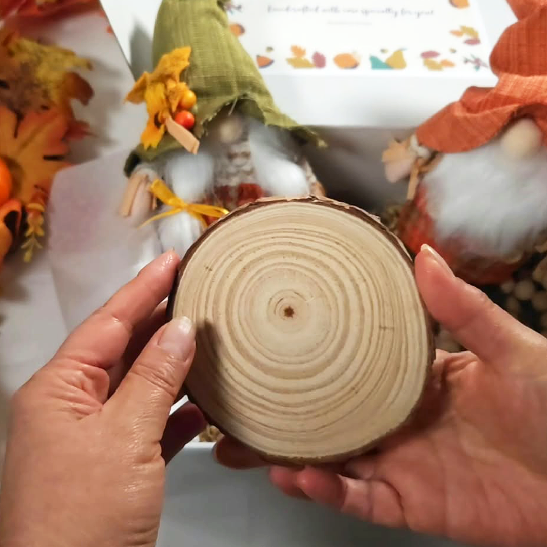 FREE wooden coaster included in Gathered in Gratitude Thanksgiving gift box