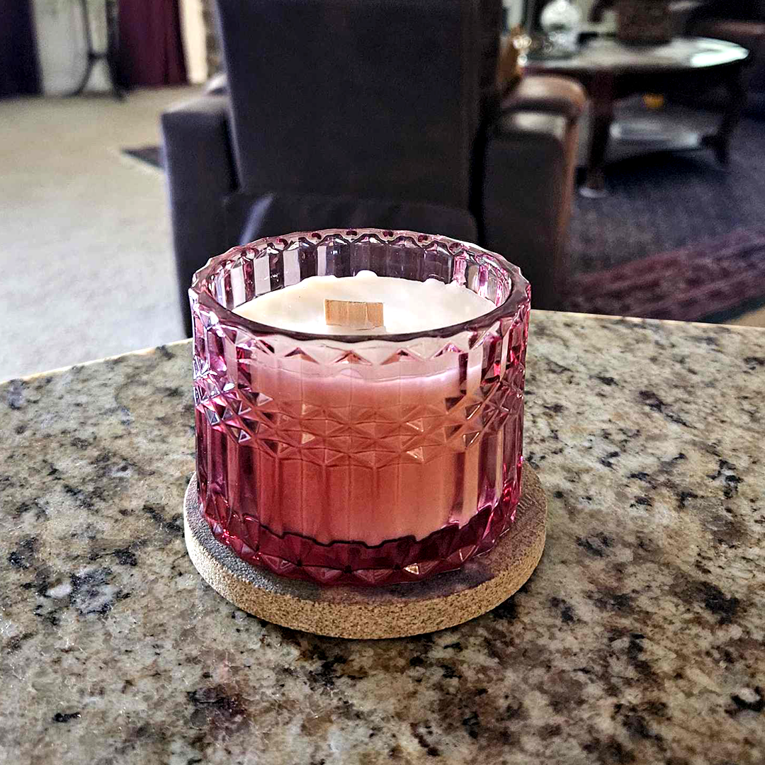 Cranberry Splash-7oz posh candle vessel & lid - translucent mauve 5