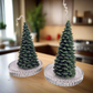 Christmas Tree Candles-Bayberry & Fir Wreath Scent-with 2 FREE-4 Inch Glass Pillar Candle Holder Plates, Round Clear Glass and a FREE-1 Corked glass with 20 matches