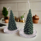 Christmas Tree Candles-Bayberry & Fir Wreath Scent-with 2 FREE-4 Inch Glass Pillar Candle Holder Plates, Round Clear Glass and a FREE-1 Corked glass with 20 matches