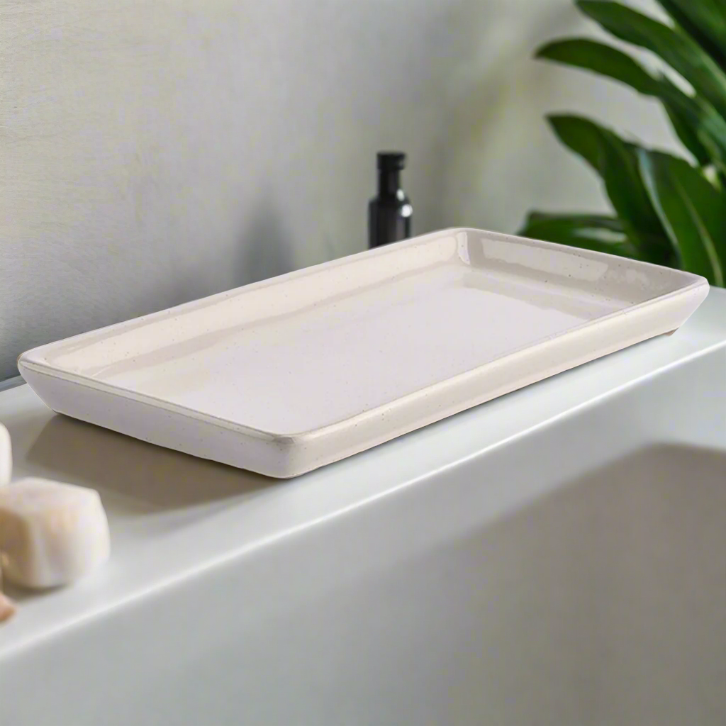 Cream Speckled Tray Décor 8