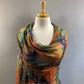 Hand Painted Orange and Purple Watercolor Wool & Silk Scarf 2