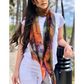 Hand Painted Orange and Purple Watercolor Wool & Silk Scarf