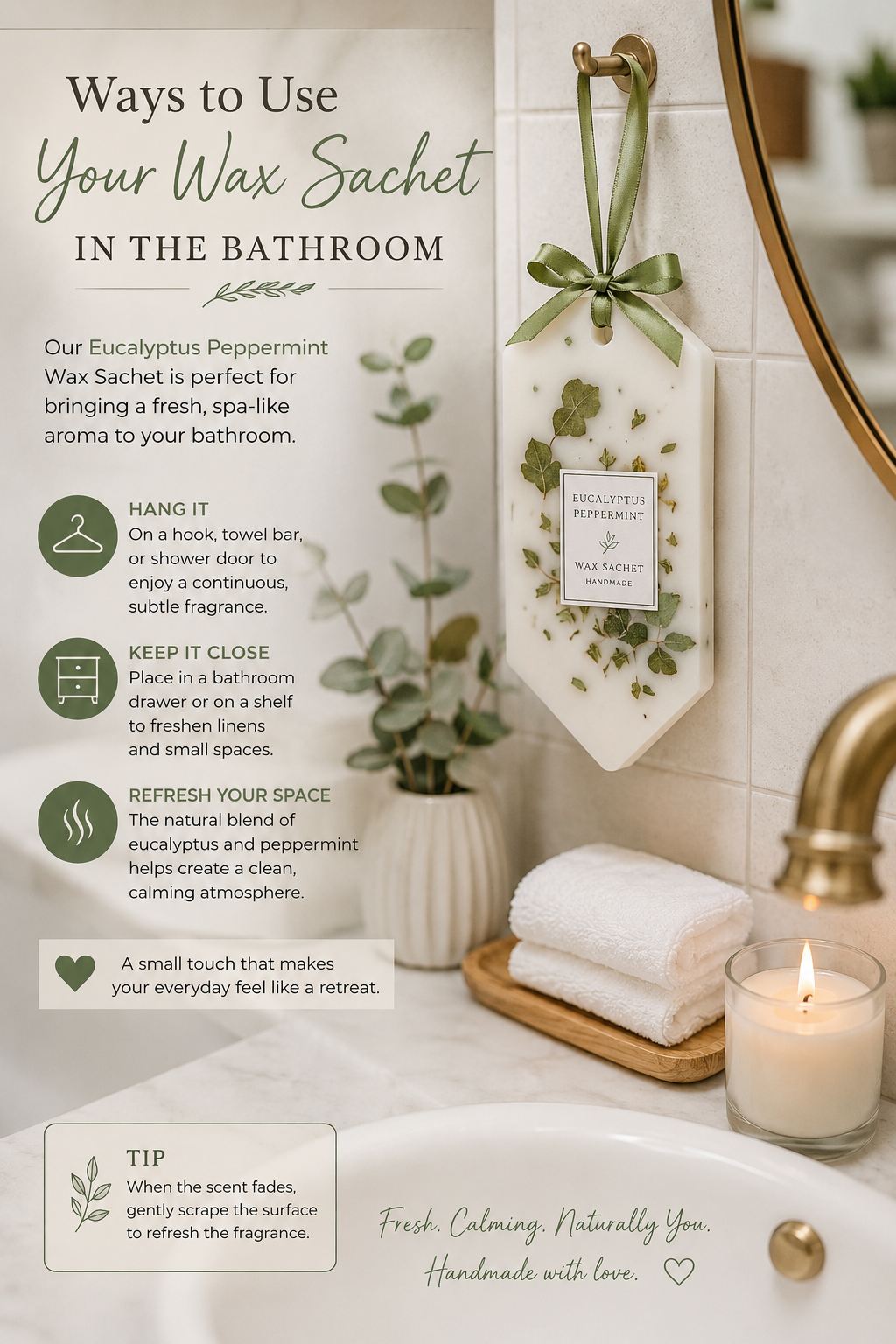 Eucalyptus Peppermint Wax Sachets – Set of 3