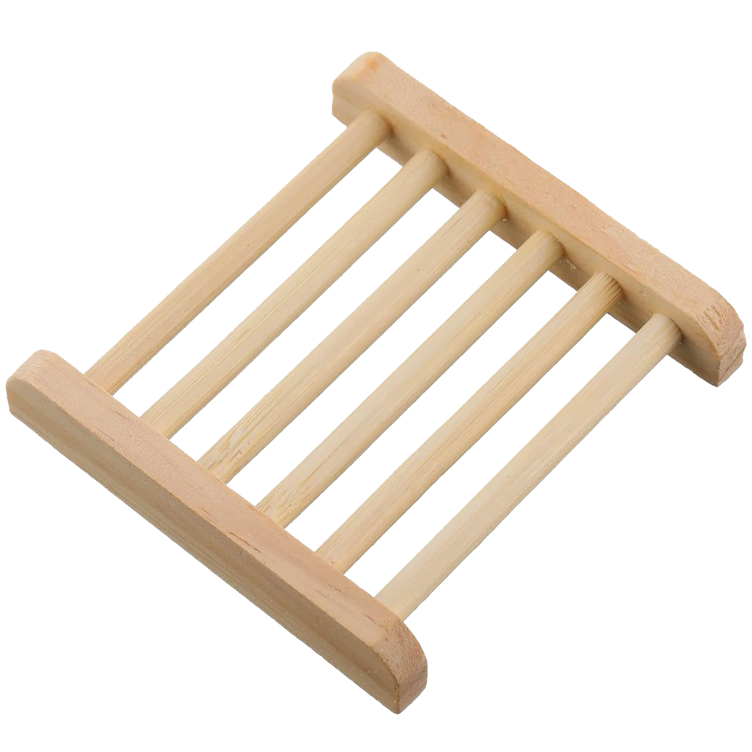 Wooden soap dish on a white background