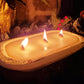 Winter Décor 3 Wood Wick Scented Candle Whitewash Dough Bowl - Fraser Fir