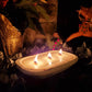 Winter Décor 3 Wood Wick Scented Candle Whitewash Dough Bowl - Fraser Fir